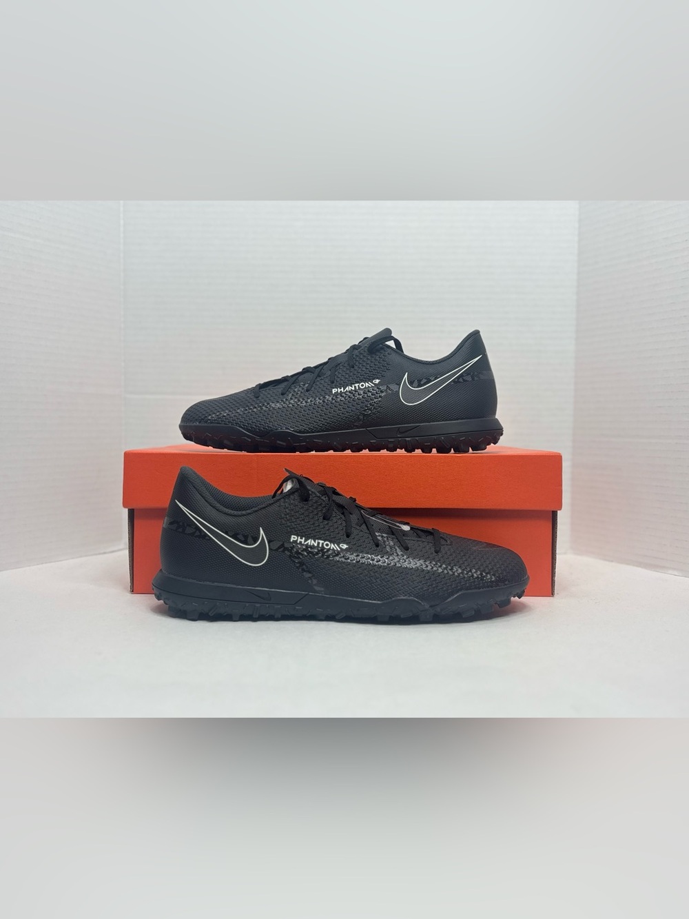 Nike Phantom GT Turf Soccer Shoes - Black with White Swoosh